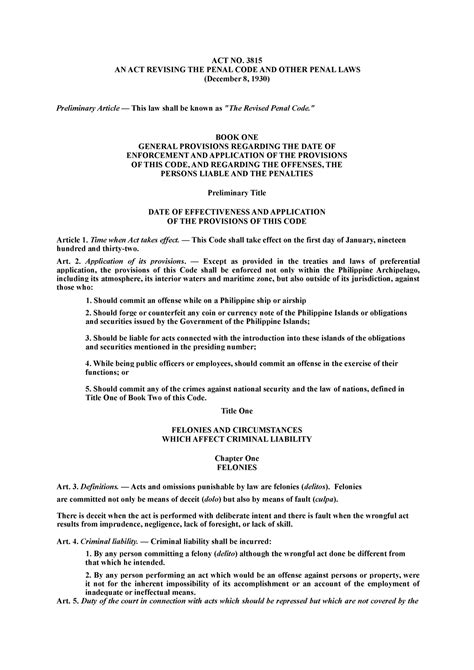 Revised Penal Code (An Act Revising the Penal Code and other .